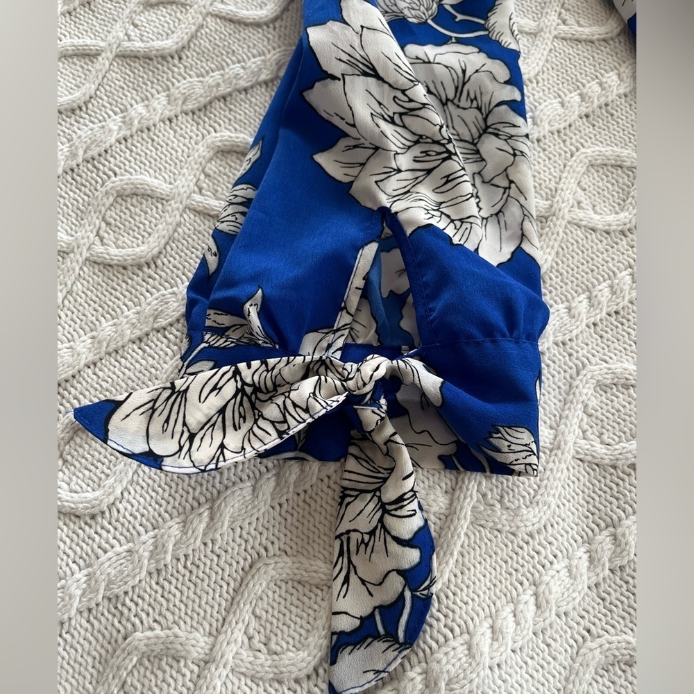 Dalia Designer Royal Blue Floral Print Off the Shoulder Women’s Size Small - Picture 3 of 14